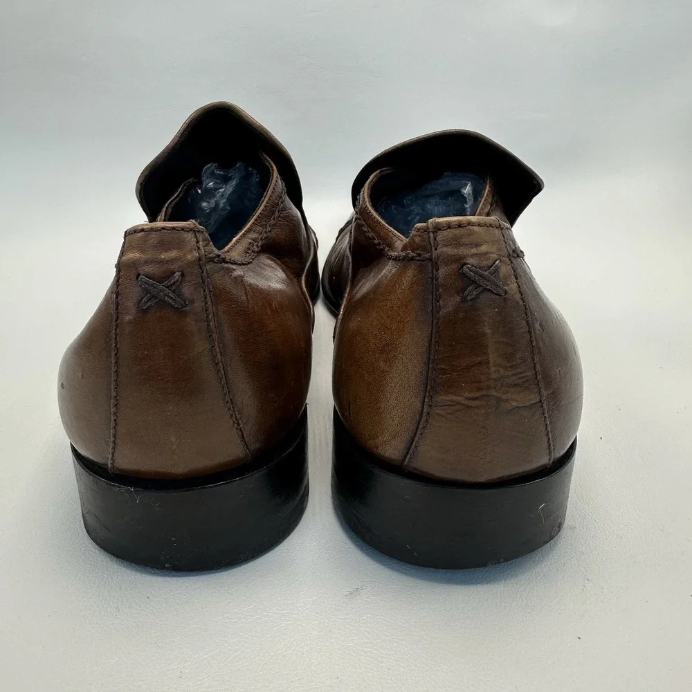 GORDON RUSH Men's Brown Soft Leather Shoes Slip On Loafers Size‎ 8